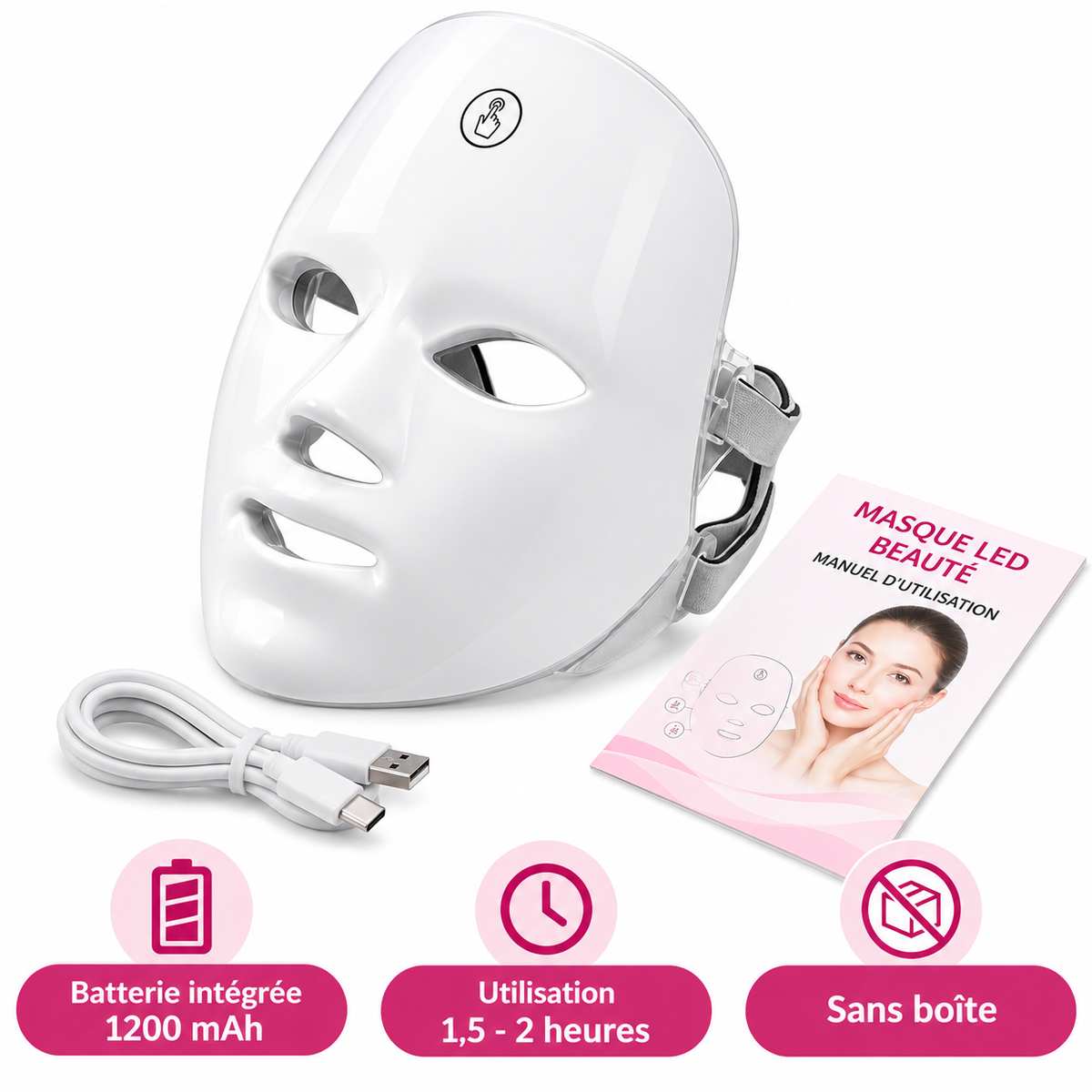 Masque Led Visage 1200mAh